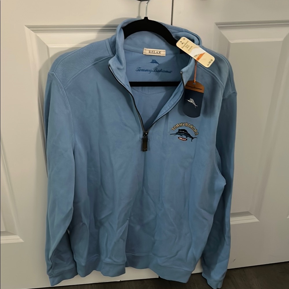 NEW WITH TAGS Tommy Bahama Blue Quarter-Zip Pullover